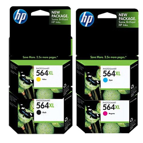 HP 564XL Color Four Pack - Includes Double Capacity BLACK (CN684WN) CYAN(CB323WN) MAGENTA(CB324WN) & YELLOW(CB325WN)