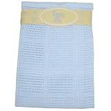 Soft Blue Cotton Cellular Blanket, 70 x 90cm (Pram Size) 