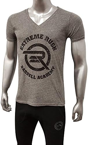 Men's ERA Barbell Academy Deep Cut V-Neck (Large, Gray)