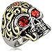 Men's Vintage Stainless Steel Gothic Cz Classic Skull Biker Ring , Gold Silver Red