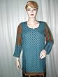 Designer Sky Blue Short Printed Crepe Kurti Tunic Top Small !!