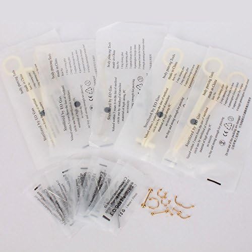 Yoshioe Complete Body Piercing Kit Professional - Assorted Jewelry, Needles and Tools - Including Lip, Nipple, Belly, Eyebrow, Tongue, Ear Piercing Jewelry,Body Piercing Needles (25 piece kit#2)