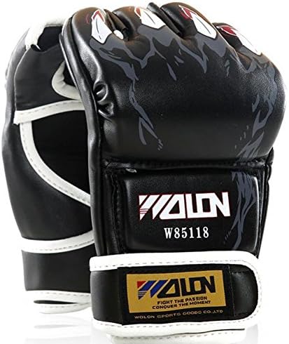 Young Star Half Finger Boxing Gloves Sanda Fighting Sandbag Gloves MMA UFC (Black#)