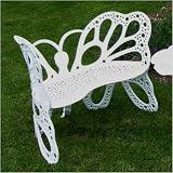 Flower House FHBFB06W Butterfly Bench, White