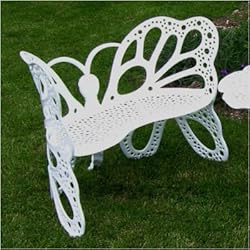 Flower House FHBFB06W Butterfly Bench, White