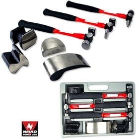 Heavy Duty Professional 7-Piece Auto Body Hammer and Dolly Kit by Neiko Tools