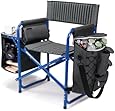 Picnic Time Fusion Folding Chair, Gray with Blue Frame