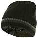 Two Tone Stripe Ribbed Beanies-Black Grey