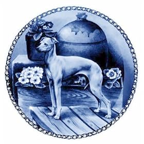 Italian Greyhound: Danish Blue Porcelain Plate by Lekven Designs