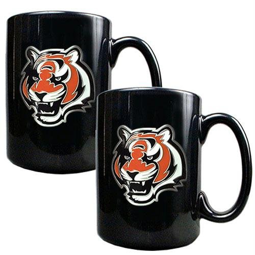NFL Cincinnati Bengals Two Piece Black Ceramic Mug Set - Primary Logo