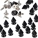 RUBYCA 12MM 20 Sets Metal Tree Spikes and Studs Metallic Screw-Back for DIY Punk Leather-Craft Black