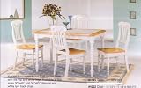 Natural & White Solid Wood Tile Top Table & 4 Chairs