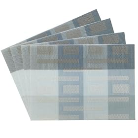 Benson Mills Illusions Geometric shapes Woven Vinyl Placemats, Turquoise, Set of 4Illusions Geometric Shapes Woven Vinyl Placemats, Set of 4