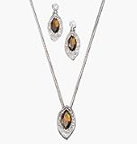 Avon Chocolate Diamond Colored Marquise Necklace & Earring Gift Set