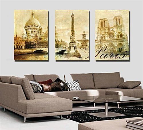 Creativity -Modern Abstract Art Oil Painting on Canvas Framed 3pc Paris Eiffel Tower