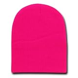 by DECKY Hot Pink PLAIN SHORT BEANIE SKULL CAP SKI SKATE HAT