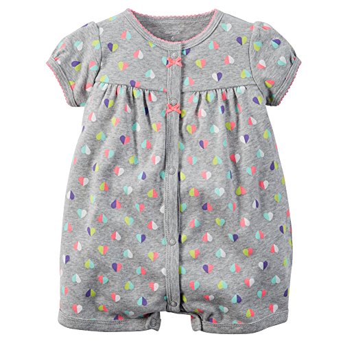 Carters Baby Girls Snap-Up Cotton Romper Multi Heart Grey 6M