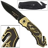 United States Navy Nimitz Folding Emergency Glass Breaker Belt Cutter Pocket Knife Yellow