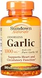 Sundown Naturals Odorless Garlic 1000 mg Softgels, 500 Count (2 X 250 Count Bottles)
