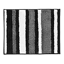InterDesign Microfiber Stripz Bathroom Shower Accent Rug, 21 x 17, Black/Gray