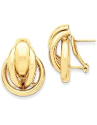 14k Yellow Gold Polished Fancy Omega Back Post Earrings. Metal Wt- 5.94g