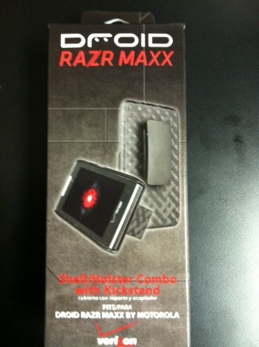 Verizon Shell Combo w/Holster & Kickstand for Droid Razr Maxx - Side