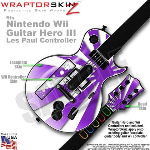Rising Sun Purple Skin by WraptorSkinz TM fits Nintendo Wii Guitar Hero III (3) Les Paul Controller (GUITAR NOT INCLUDED)