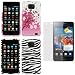 GTMax 2x Color Snap On Hard Cover Case (Black White Zebra / Spring Flowers) + Clear LCD Screen protector for Samsung AT&T, Verizon GALAXY S2 / SII I9100