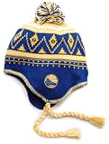 NBA Men's Tassel Knit Hat - Ke80Z, Golden State Warriors, One Size, Blue/gold/white , Golden State Warriors , Blue/Gold/White