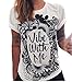 Abetteric Womens Crew Neck Floral Letters Printing Tshirt Tees Tops
