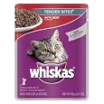 Whiskas Tender Bites with Beef in Juices Food for Cats, 3-Ounce Pouches (Pack of 24)