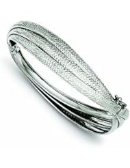 Genuine .925 Sterling Silver 7.75mm Rhodium Polished Diamond Cut Hinged Bangle 12.3 Grams . 100% Satisfaction Guaranteed.