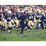 Steiner Sports NCAA Tony Rice Lou Holtz Running With Team Horizontal with "Go Irish" Inscription Autographed 8-by-10-Inch Photograph