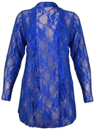 Femme Dentelle Floral Manche Longue Ouvert Cascade Grand Taille