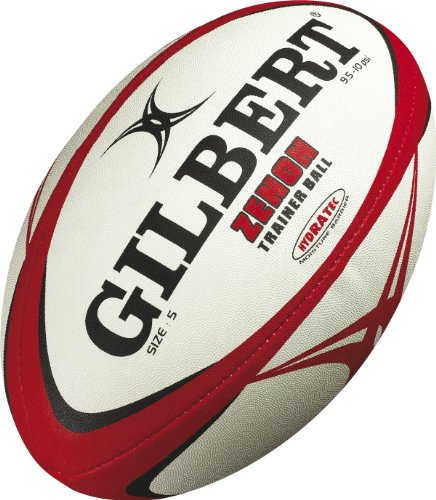 Gilbert Zenon Trainer Rugby Ball (Scarlet/Black, Size-5)