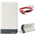 DMG Google Nexus 5 Flip Cover, DMG PRaiders Premium Magnetic Wallet Stand Cover Case for Google Nexus 5 (White) + 3.5mm Flat AUX Cable with Mic RS.399.00