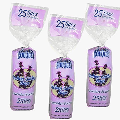 Country Bouquet Lavender Scented Wastebasket Trash Garbage Bags,3 Packs,75 Counts,20-Liter/5-Gallon,Fresh Flavor
