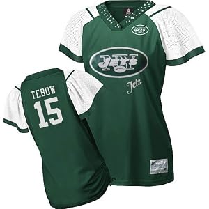 Women NFL Gear - Tim Tebow #15 New York Jets 2012 NFL Jersey Women's Field Flirt Fashion EQT Green Football Jerseys (Logos, Name, Number are sewn)