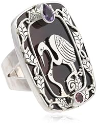 Sajen Sterling Silver Black Shell Heron Hand made Ring