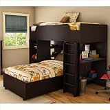 South Shore Logik Twin over Twin Loft Bunk Bed in Chocolate Finish