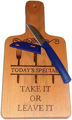 Engraved Cutting Board Gift Set - Great Gift for Mom - IKEA Wood Cutting Board and Blue Paring Knife with Cover