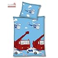 HAHN Baby Baumwoll Bettw�sche POLIZEI + FEUERWEHR, 100x135 + 40x60 cm