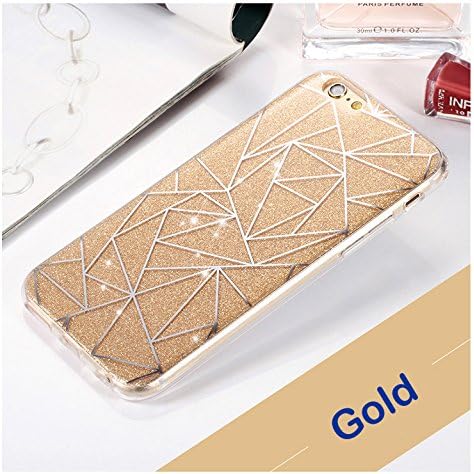 iPhone 7 Case, Junewa SHINY GLITTER CASE [Bling Crystal Clear][Extremely Sparkly], Slim Premium 2 Layer Hybrid, Anti-Slick/ Protective/ Soft Case for Apple iPhone 7 - 1022 (Gold)