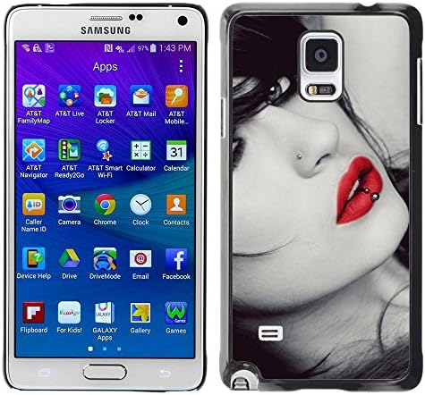 LASTONE PHONE CASE / Slim Protector Hard Shell Cover Case for Samsung Galaxy Note 4 SM-N910F SM-N910K SM-N910C SM-N910W8 SM-N910U SM-N910 / Lips Sensual Woman Lady Girl Sexy Red Gaze