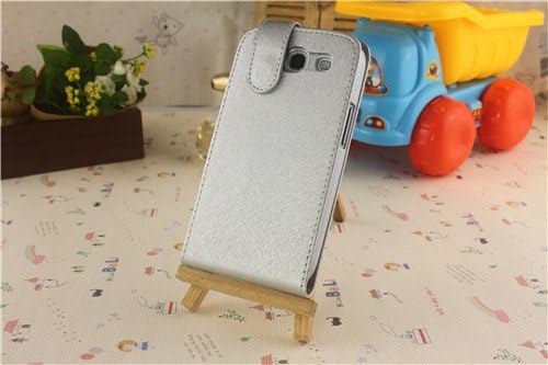 MyBa Silver Samsung Note II N7100 Cover Stylish Natural Silk Grain Up And Down Flip Wallet Skin Leather Case Shell for Samsung Galaxy Note II 2 N7100