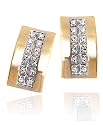 Cleo Golden Flower Square with Rhinestone clip on earring