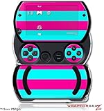 PSPgo Skin and Screen Protector Kit - Kearas Psycho Stripes Neon Teal and H ....