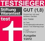 Produkt-Bild: AEG T59880 W&auml;rmepumpentrockner / A / -50% / 7 kg / wei&szlig; / Heat Pump Technology / Gro&szlig;e Einf&uuml;ll&ouml;ffnung / EcoTopTen / Stiftung Warentest Testsieger (01/2012)
