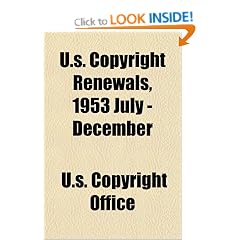U.S. Copyright Renewals, 1953 July - December