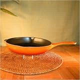French Home Gourmet 109059F Cast Iron Round Grill Pan in Flame